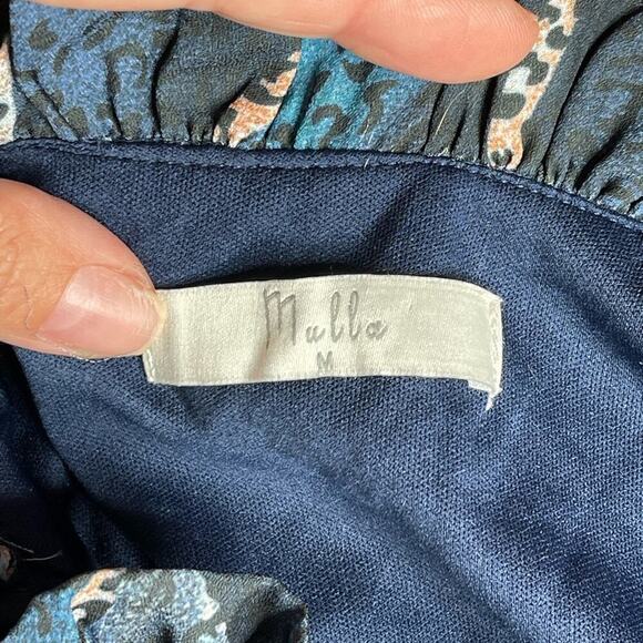 Mulla Long Sleeve Multicolor Animal Print Mini tiered Dress Medium Pink & Blue - Picture 10 of 15